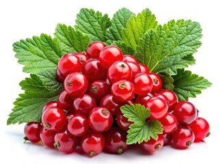 Fresh Red Currants with Green Leaves - High Resolution Food Photography