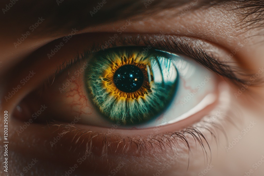 Poster exploring the universe within closeup eye studio macro surreal intimate perspective