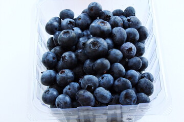 fresh blueberries or bilberry fruit isolated on white background,copy space,top view