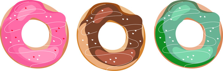 Set of cartoon cute donuts