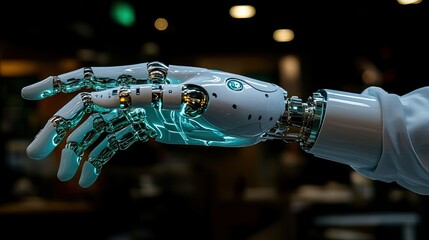A futuristic robotic hand showcasing advanced technology and design.