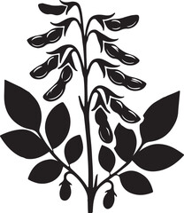 silhouette of soybeans tree branch vector art illustration