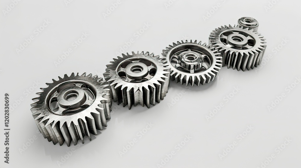 Poster a series of interlocking gears in a mechanical diagram, symbolizing teamwork and collaboration.