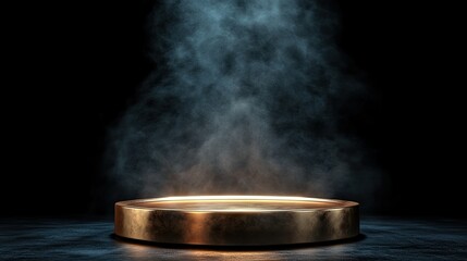 A glowing circular platform surrounded by mist, creating an ethereal atmosphere.