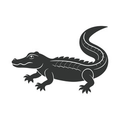 Crocodile Silhouette Vector black and white art design. silhouette logo icon. Crocodile icon vector illustration design.