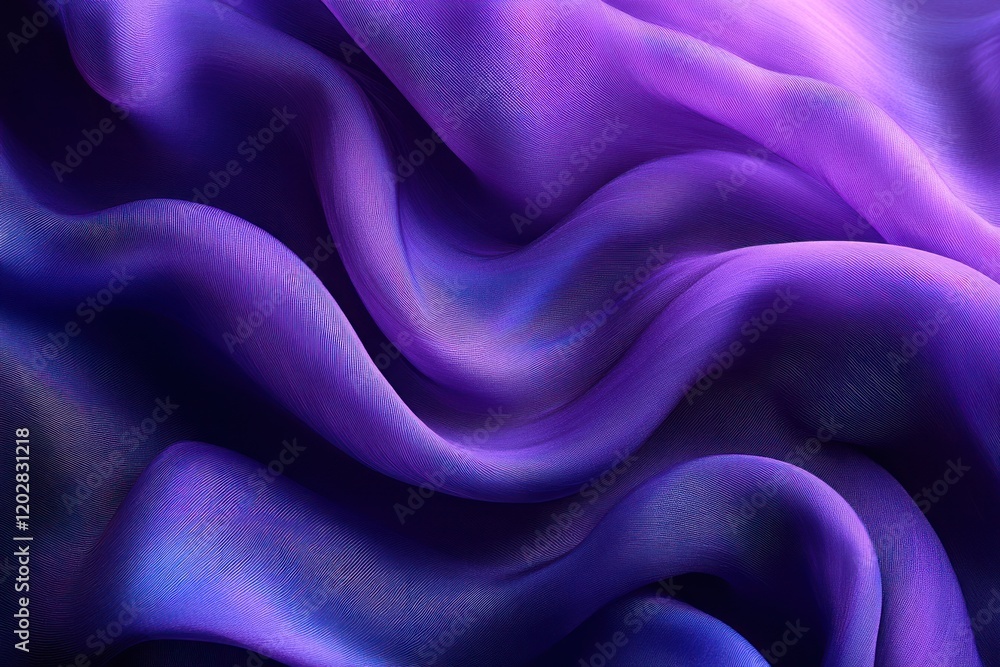Poster abstract flowing fabric in vibrant purple hues creating a dynamic visual texture