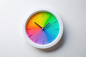 Minimalist White Round Clock Wall Decor - Bright Colorful Modern Design