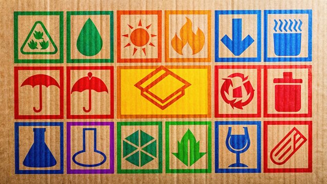 Packaging Symbols Cardboard Background - Vivid Graphics