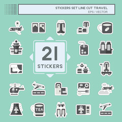 Sticker line cut Set Travel. related to Holiday symbol. design editable