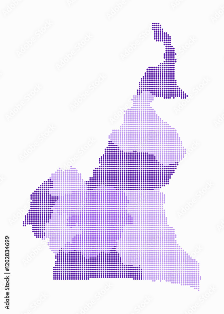 Aufkleber cameroon dotted map. digital style map of the country on white background. cameroon shape with circl