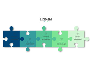 Infographic template. Concept 5 pieces of puzzle with icons.