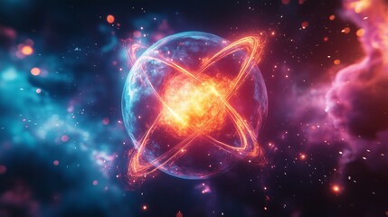 Obraz premium A Stunning Journey Through Cosmic Energy and Atomic Wonders