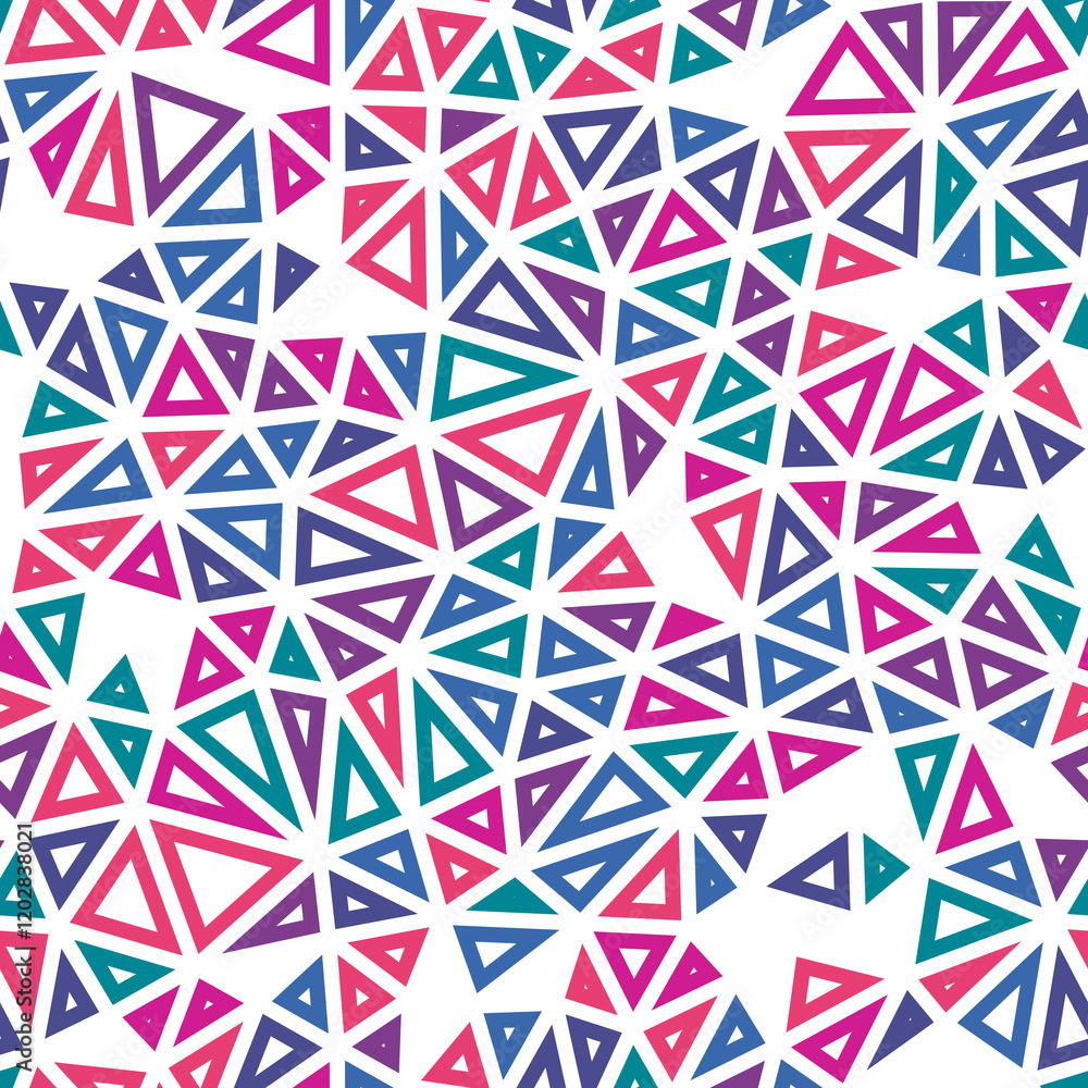 Poster tileable abstract background. small triangles size. multiple colors style. geometric shapes outlined