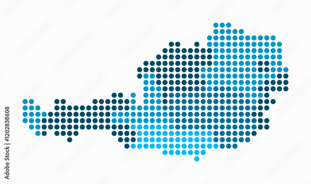 Aufkleber austria dotted map. digital style map of the country on white background. austria shape with circle 