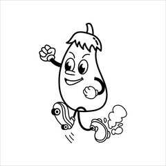 Cute and fun retro eggplant cartoon character vector illustration. Cool and fun eggplant character print design.