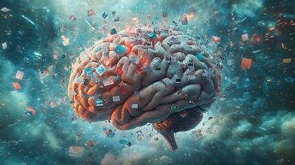 Obraz premium Digital brainstorm conceptualizing ideas in a tech-infused world