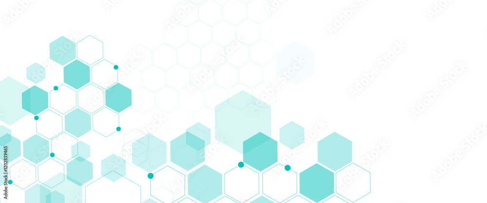 Fototapete Vector hexagons pattern. Geometric abstract background with simple hexagonal elements. Medical, technology or science desig