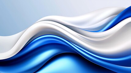 Naklejka premium Abstract Blue and White Flowing Waves Background