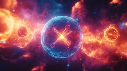 Obraz premium Exploring Cosmic Energy and Particles in a Vibrant Galaxy