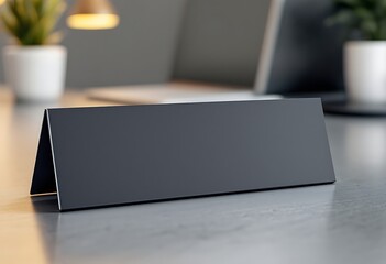 Blank Black Desk Nameplate Mockup for Office Branding