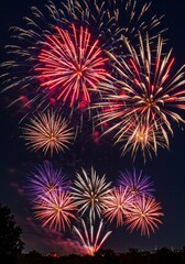 Fototapeta premium Vibrant fireworks lighting up the night sky in a spectacular display of colors