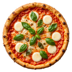 Delicious Margherita Pizza with Basil Fresh Mozzarella Italian Food Recipe Gourmet hot meal menu    