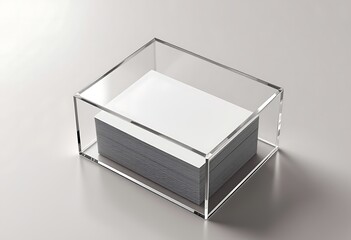 Clear Acrylic Business Card Holder with Stack of Cards