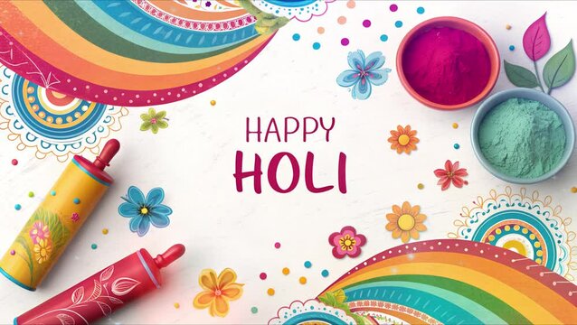 artistic happy holi greetings card with colorfull theme