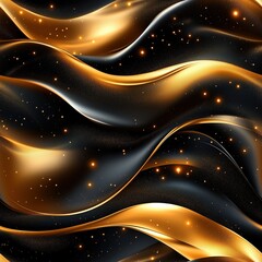 Wavy Black and Gold Texture with Sparkling Highlights