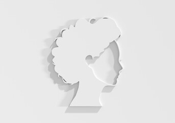 Young woman face side view icon. Elegant silhouette of a female head. Avatar profile sign. 3D render