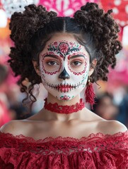 Colorful sugar skull makeup for Dia de los Muertos
