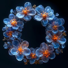 Abstract quartzite crystal organic flowers wreath