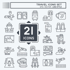 Icon Set Travel. related to Holiday symbol. line style. design editable