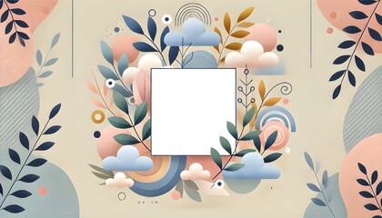 Empty Frame with Clouds and Flowers