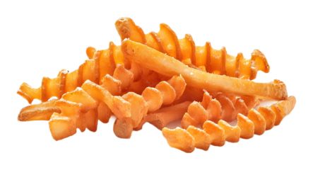 Crinkle fries on a transparent background. isolated background.