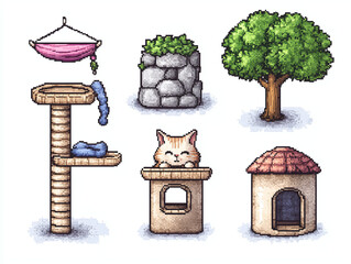 Pixel Art Cat Furniture and Accessories