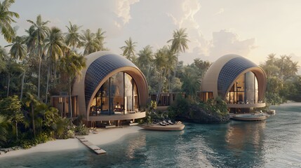 Luxury Eco-Friendly Dome Villas on Tropical Island Paradise