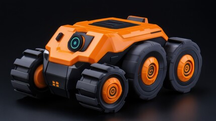 Fototapeta premium Futuristic robotic vehicle model showcasing advanced design on a dark background