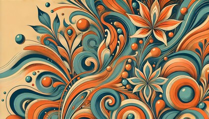 Obraz premium Abstract Floral Pattern with Swirls and Colors