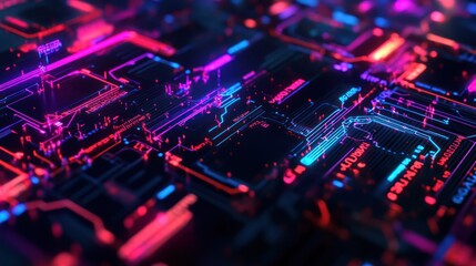 Fototapeta premium Abstract Circuit Board with Glowing Lines