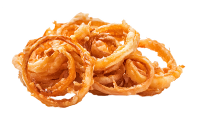 Crispy fried onion rings on a transparent background. isolated background.