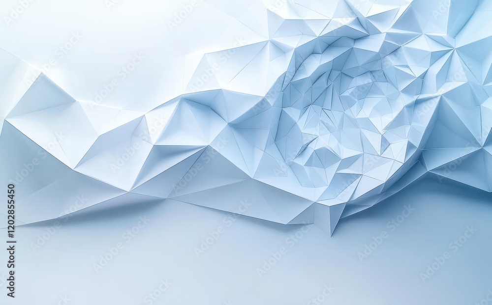 Poster Abstract 3D Geometric Background with White Triangular Shapes and Soft Shadows, Perfect for Modern Design Projects, Tech Presentations and Creative Visual Artwork