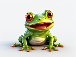 Obraz premium the AI Image Generator, Vivid Green Frog Resting