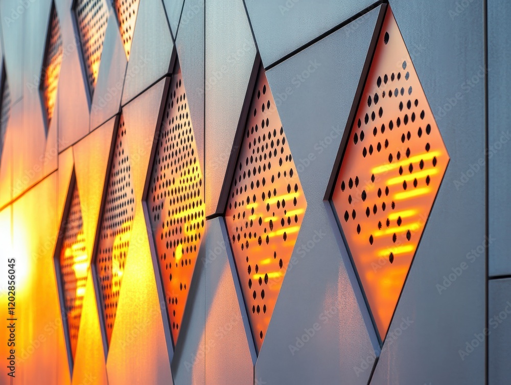 Poster abstract architectural design featuring dazzling diamond pattern with illuminated background on mode
