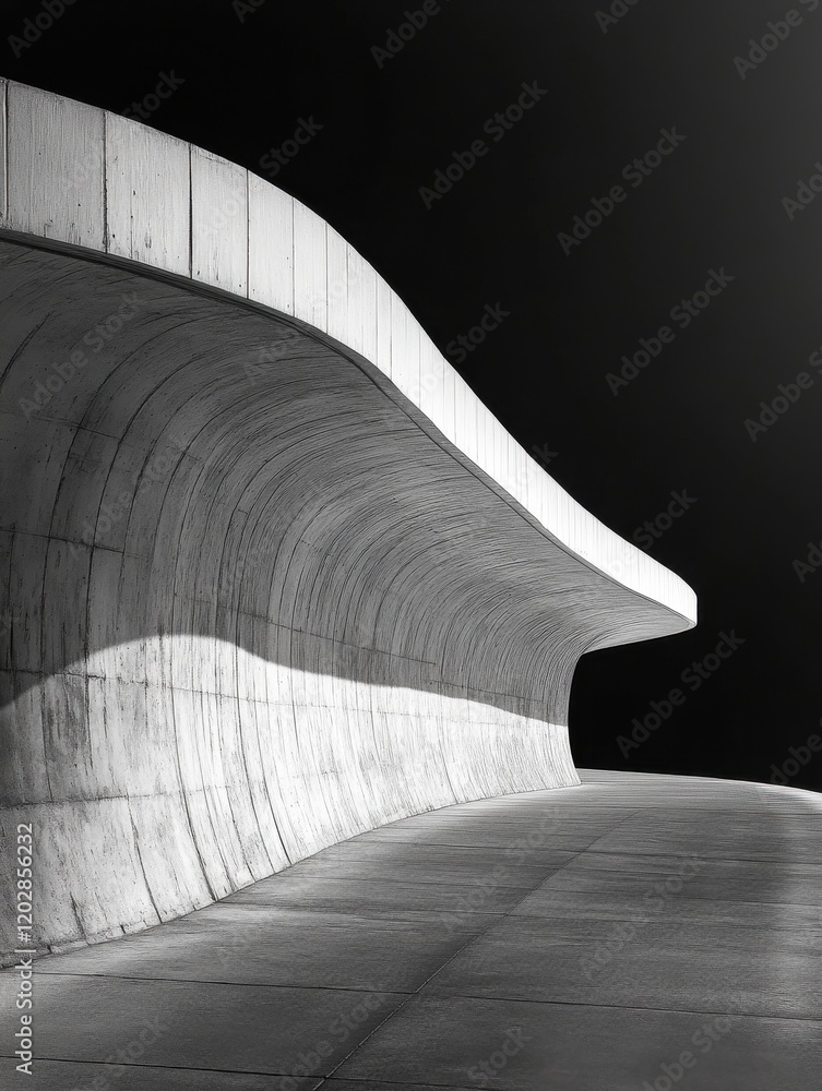 Poster abstract architectural design featuring smooth curves and soft light effect on textured surface in b
