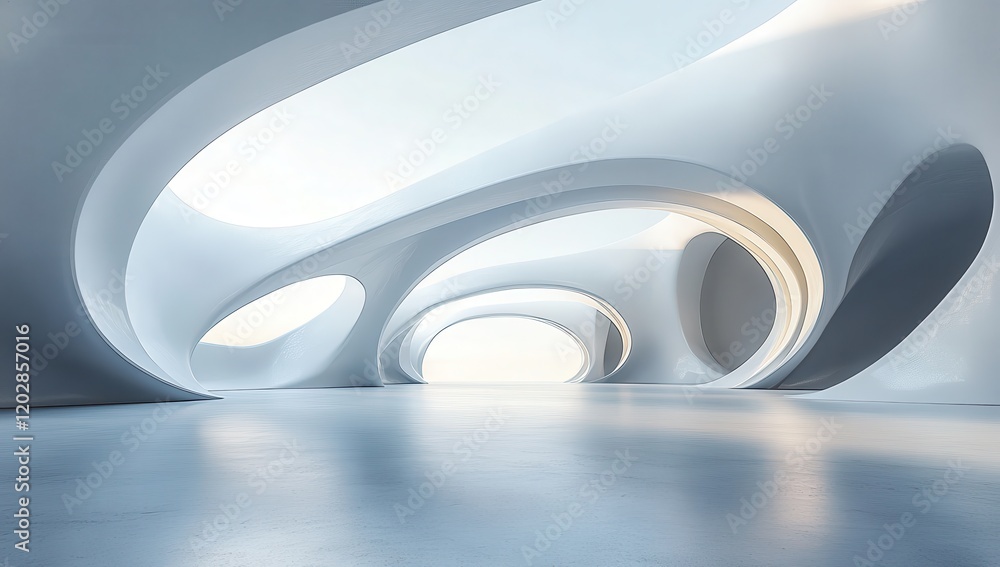 Aufkleber abstract architectural space showcasing fluid lines and soft curves with ethereal lighting creating 