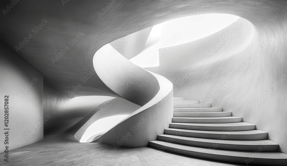 Aufkleber abstract architectural spiral staircase in minimalist design featuring smooth curves and natural lig