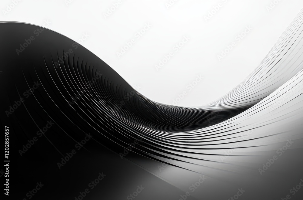 Poster abstract black and white wavy lines creating an atmosphere of elegance and sophistication in modern 