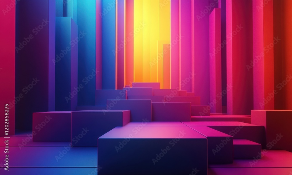 Aufkleber abstract colorful geometry in vibrant gradient lighting creating a modern 3d environment with layers