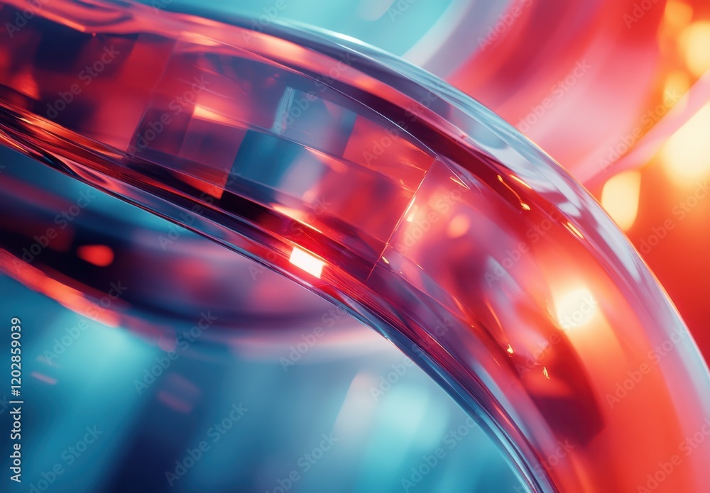 Poster abstract fluid shapes of red and blue colors intertwined in a dynamic motion, showcasing a vibrant p